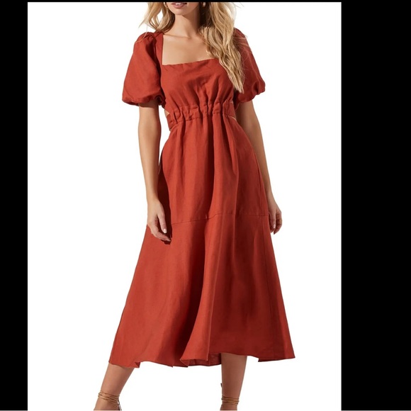 Tuckernuck Dresses & Skirts - Tuckernuck ASTR THE LABEL Angeles Cutout Linen Blend Midi Dress Size L
